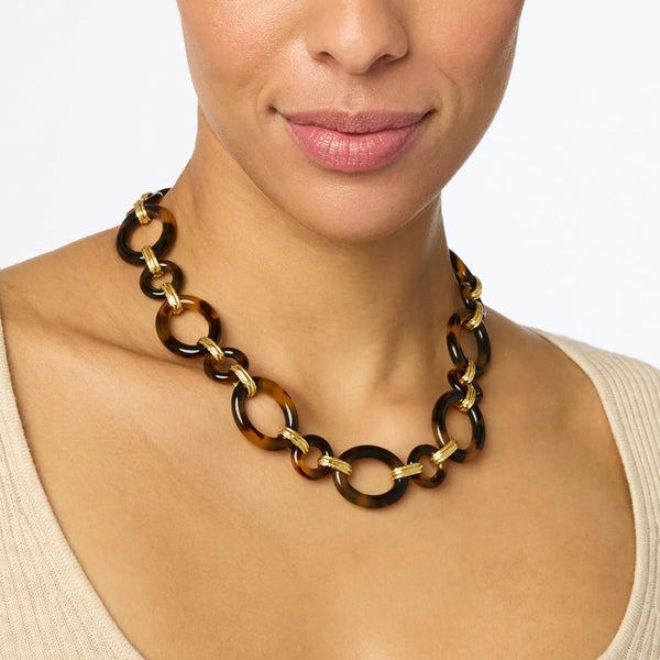 Julie Vos N513GATS00 Madison Link Necklace-Tortoiseshell