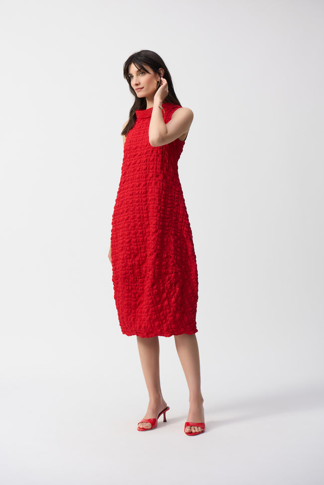 Joseph Ribkoff S25 - Textured Woven Sleeveless Dress - 241204S25 - Radiant Red