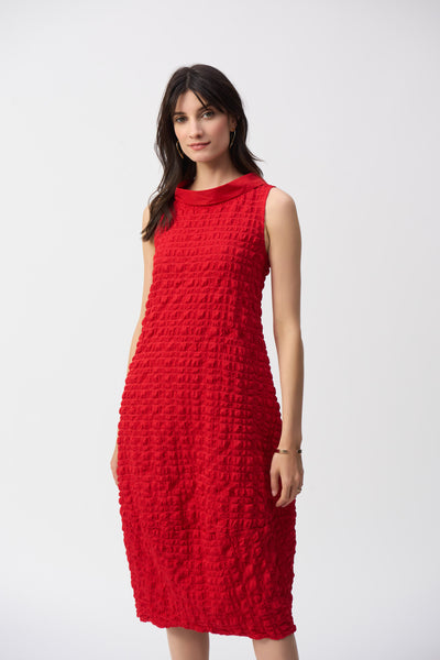 Joseph Ribkoff S25 - Textured Woven Sleeveless Dress - 241204S25 - Radiant Red