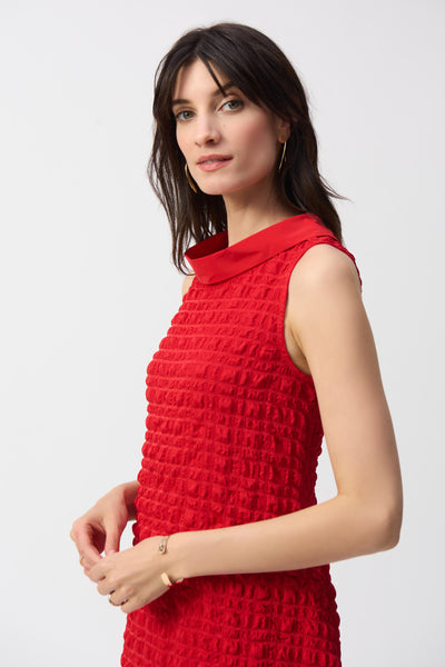 Joseph Ribkoff S25 - Textured Woven Sleeveless Dress - 241204S25 - Radiant Red