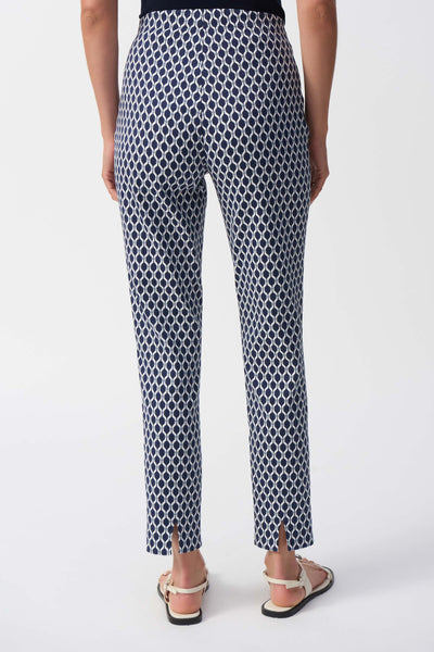 Joseph Ribkoff S25 - Geometric Print Slim Fit Pant - 251099 - Blue/White