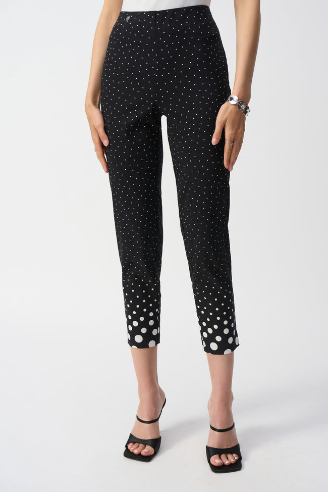 Joseph Ribkoff S25 - Dot Print Straight Pants - 251223 - Black/Vanilla