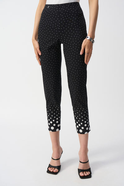 Joseph Ribkoff S25 - Dot Print Straight Pants - 251223 - Black/Vanilla