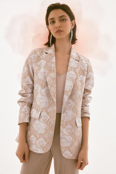 Joseph Ribkoff S25 - Floral Print Blazer - 251729 - Beige/Silver