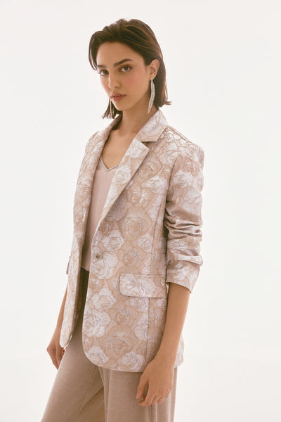 Joseph Ribkoff S25 - Floral Print Blazer - 251729 - Beige/Silver