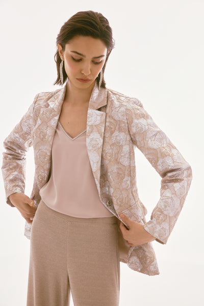 Joseph Ribkoff S25 - Floral Print Blazer - 251729 - Beige/Silver