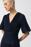 Joseph Ribkoff S25 - Pleated A-line Midi Dress- 251905- Midnight Blue