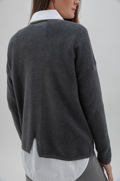 Marble 7553_105 Sweater -  Charcoal