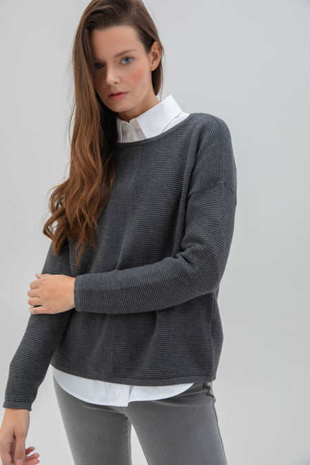 Marble 7567_105 Sweater - Charcoal