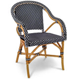 Paris French Bistro Rattan Armchair - Small Squares - Black/White