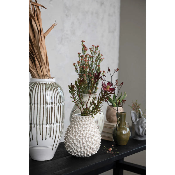 Embossed Stoneware Formed Vase